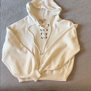 Philosophy Cream Lace-Up Sweater